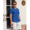 image:imageCOOFANDY Mens Short Sleeve Button Down Shirt Casual Summer Beach Shirts Waffle Knit Shirt Wrinkle Free Untucked ShirtDeep Blue