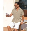 image:imageCOOFANDY Mens Short Sleeve Button Down Shirt Casual Summer Beach Shirts Waffle Knit Shirt Wrinkle Free Untucked ShirtKhaki