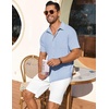 image:imageCOOFANDY Mens Short Sleeve Button Down Shirt Casual Summer Beach Shirts Waffle Knit Shirt Wrinkle Free Untucked ShirtLight Blue