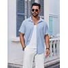 image:imageCOOFANDY Mens Short Sleeve Button Down Shirt Casual Summer Beach Shirts Waffle Knit Shirt Wrinkle Free Untucked ShirtLight Blue