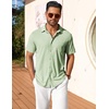 image:imageCOOFANDY Mens Short Sleeve Button Down Shirt Casual Summer Beach Shirts Waffle Knit Shirt Wrinkle Free Untucked ShirtLight Green