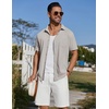 image:imageCOOFANDY Mens Short Sleeve Button Down Shirt Casual Summer Beach Shirts Waffle Knit Shirt Wrinkle Free Untucked ShirtLight Grey