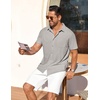 image:imageCOOFANDY Mens Short Sleeve Button Down Shirt Casual Summer Beach Shirts Waffle Knit Shirt Wrinkle Free Untucked ShirtLight Grey
