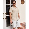 image:imageCOOFANDY Mens Short Sleeve Button Down Shirt Casual Summer Beach Shirts Waffle Knit Shirt Wrinkle Free Untucked ShirtLight Khaki