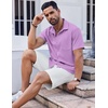 image:imageCOOFANDY Mens Short Sleeve Button Down Shirt Casual Summer Beach Shirts Waffle Knit Shirt Wrinkle Free Untucked ShirtLight Purple