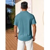 image:imageCOOFANDY Mens Short Sleeve Button Down Shirt Casual Summer Beach Shirts Waffle Knit Shirt Wrinkle Free Untucked ShirtPeacock Blue