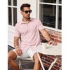 image:imageCOOFANDY Mens Short Sleeve Button Down Shirt Casual Summer Beach Shirts Waffle Knit Shirt Wrinkle Free Untucked ShirtPink