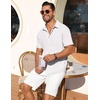 image:imageCOOFANDY Mens Short Sleeve Button Down Shirt Casual Summer Beach Shirts Waffle Knit Shirt Wrinkle Free Untucked ShirtWhite
