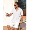 image:imageCOOFANDY Mens Short Sleeve Button Down Shirt Casual Summer Beach Shirts Waffle Knit Shirt Wrinkle Free Untucked ShirtWhite