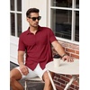 image:imageCOOFANDY Mens Short Sleeve Button Down Shirt Casual Summer Beach Shirts Waffle Knit Shirt Wrinkle Free Untucked ShirtWine Red