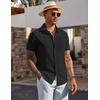 image:imageCOOFANDY Mens Short Sleeve Button Down Shirt Casual Summer Beach Wedding Vacation ShirtsBlack