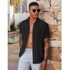 image:imageCOOFANDY Mens Short Sleeve Button Down Shirt Casual Summer Beach Wedding Vacation ShirtsBlack
