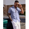 image:imageCOOFANDY Mens Short Sleeve Button Down Shirt Casual Summer Beach Wedding Vacation ShirtsBlue