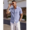 image:imageCOOFANDY Mens Short Sleeve Button Down Shirt Casual Summer Beach Wedding Vacation ShirtsBlue