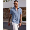 image:imageCOOFANDY Mens Short Sleeve Button Down Shirt Casual Summer Beach Wedding Vacation ShirtsDenim Blue