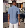 image:imageCOOFANDY Mens Short Sleeve Button Down Shirt Casual Summer Beach Wedding Vacation ShirtsDenim Blue