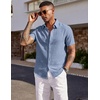 image:imageCOOFANDY Mens Short Sleeve Button Down Shirt Casual Summer Beach Wedding Vacation ShirtsDenim Blue