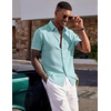 image:imageCOOFANDY Mens Short Sleeve Button Down Shirt Casual Summer Beach Wedding Vacation ShirtsIce Green