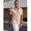 image:imageCOOFANDY Mens Short Sleeve Button Down Shirt Casual Summer Beach Wedding Vacation ShirtsKhaki