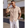 image:imageCOOFANDY Mens Short Sleeve Button Down Shirt Casual Summer Beach Wedding Vacation ShirtsKhaki