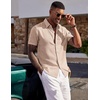 image:imageCOOFANDY Mens Short Sleeve Button Down Shirt Casual Summer Beach Wedding Vacation ShirtsKhaki