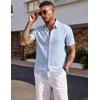 image:imageCOOFANDY Mens Short Sleeve Button Down Shirt Casual Summer Beach Wedding Vacation ShirtsLight Blue
