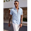 image:imageCOOFANDY Mens Short Sleeve Button Down Shirt Casual Summer Beach Wedding Vacation ShirtsLight Blue