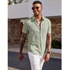 image:imageCOOFANDY Mens Short Sleeve Button Down Shirt Casual Summer Beach Wedding Vacation ShirtsLight Green