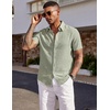 image:imageCOOFANDY Mens Short Sleeve Button Down Shirt Casual Summer Beach Wedding Vacation ShirtsLight Green