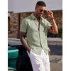 image:imageCOOFANDY Mens Short Sleeve Button Down Shirt Casual Summer Beach Wedding Vacation ShirtsLight Green
