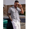 image:imageCOOFANDY Mens Short Sleeve Button Down Shirt Casual Summer Beach Wedding Vacation ShirtsLight Grey