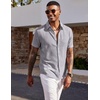image:imageCOOFANDY Mens Short Sleeve Button Down Shirt Casual Summer Beach Wedding Vacation ShirtsLight Grey
