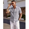 image:imageCOOFANDY Mens Short Sleeve Button Down Shirt Casual Summer Beach Wedding Vacation ShirtsLight Grey