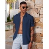 image:imageCOOFANDY Mens Short Sleeve Button Down Shirt Casual Summer Beach Wedding Vacation ShirtsNavy Blue