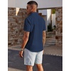 image:imageCOOFANDY Mens Short Sleeve Button Down Shirt Casual Summer Beach Wedding Vacation ShirtsNavy Blue