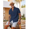image:imageCOOFANDY Mens Short Sleeve Button Down Shirt Casual Summer Beach Wedding Vacation ShirtsNavy Blue