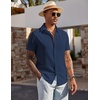image:imageCOOFANDY Mens Short Sleeve Button Down Shirt Casual Summer Beach Wedding Vacation ShirtsNavy Blue