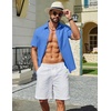 image:imageCOOFANDY Mens Short Sleeve Button Down Shirts Summer Cotton Lyocell Linen Textured Casual Beach Shirts with PocketBlue