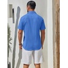 image:imageCOOFANDY Mens Short Sleeve Button Down Shirts Summer Cotton Lyocell Linen Textured Casual Beach Shirts with PocketBlue