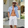 image:imageCOOFANDY Mens Short Sleeve Button Down Shirts Summer Cotton Lyocell Linen Textured Casual Beach Shirts with PocketLight Blue