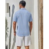 image:imageCOOFANDY Mens Short Sleeve Button Down Shirts Summer Cotton Lyocell Linen Textured Casual Beach Shirts with PocketLight Blue