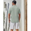 image:imageCOOFANDY Mens Short Sleeve Button Down Shirts Summer Cotton Lyocell Linen Textured Casual Beach Shirts with PocketLight Green