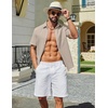 image:imageCOOFANDY Mens Short Sleeve Button Down Shirts Summer Cotton Lyocell Linen Textured Casual Beach Shirts with PocketMoon Grey