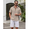 image:imageCOOFANDY Mens Short Sleeve Button Down Shirts Summer Cotton Lyocell Linen Textured Casual Beach Shirts with PocketMoon Grey