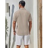 image:imageCOOFANDY Mens Short Sleeve Button Down Shirts Summer Cotton Lyocell Linen Textured Casual Beach Shirts with PocketMoon Grey