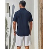 image:imageCOOFANDY Mens Short Sleeve Button Down Shirts Summer Cotton Lyocell Linen Textured Casual Beach Shirts with PocketNavy Blue