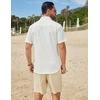 image:imageCOOFANDY Mens Short Sleeve Button Down Shirts Summer Cotton Lyocell Linen Textured Casual Beach Shirts with PocketWhite