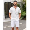 image:imageCOOFANDY Mens Short Sleeve Button Down Shirts Summer Cotton Lyocell Linen Textured Casual Beach Shirts with PocketWhite