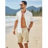 image:imageCOOFANDY Mens Short Sleeve Button Down Shirts Summer Cotton Lyocell Linen Textured Casual Beach Shirts with PocketWhite