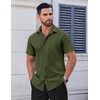 image:imageCOOFANDY Mens Short Sleeve Dress Shirts Stretch Wrinkle Free Untucked Casual Button Down ShirtArmy Green